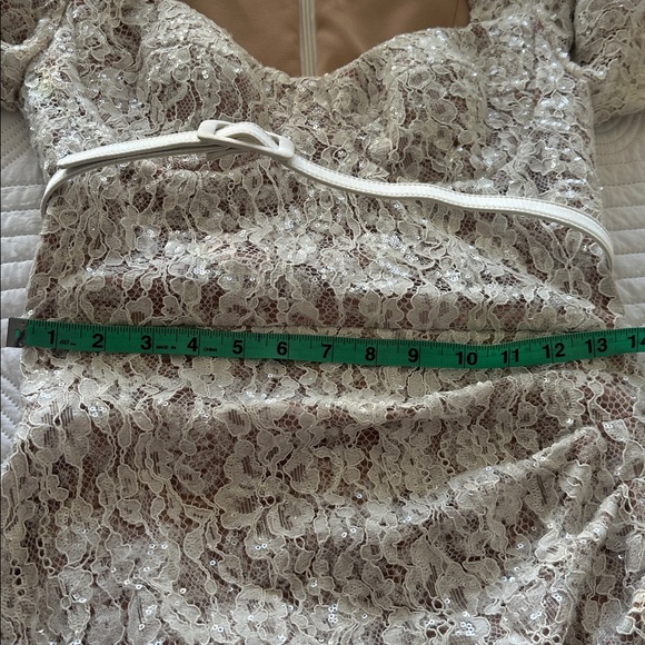 NADINE MERABI Carly Sequins  Mini Dress with detatchable belt and Feather Detail - Picture 15 of 15